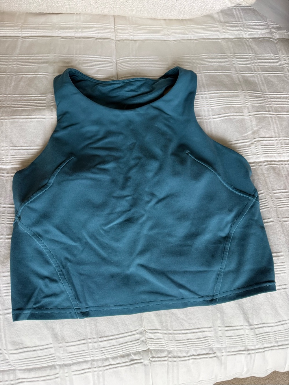 lululemon athletica Sleeveless High Neck Crop Top - Teal Blue